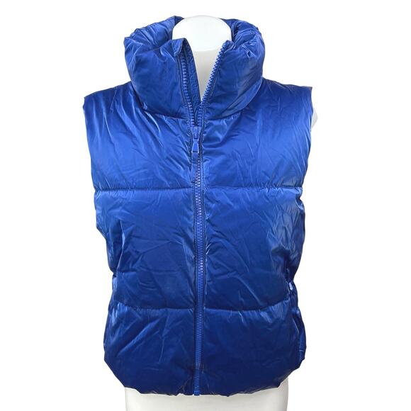 Old Navy Womens Blue Zip Water Resistant Shiny Quilted Puffer Vest Coat Jacket S - Picture 3 of 7
